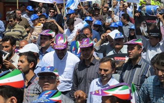 حضور گسترده و وپر شور پرسنل سازمان پارک ها و فضای سبز شهرداری ارومیه در راهپیمایی روز قدس